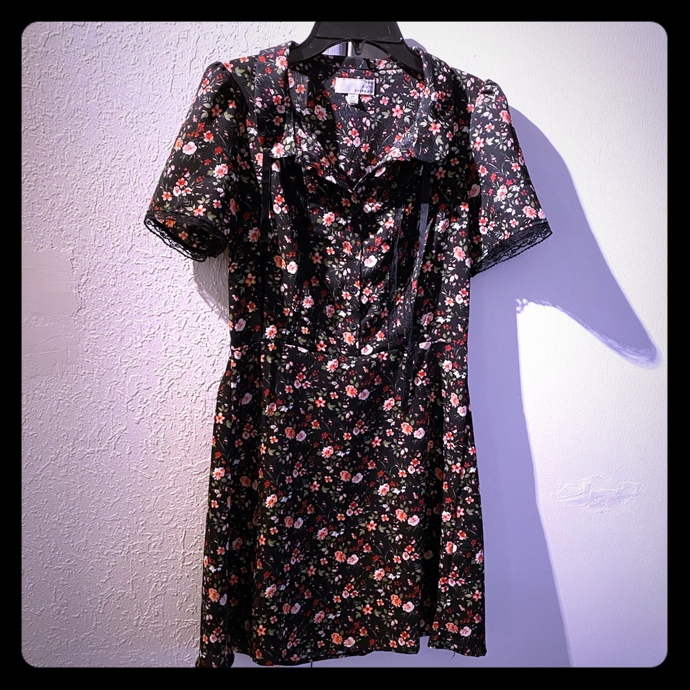 Ten-sixty Sherman black floral skater dress  XS